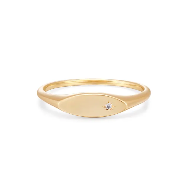 Bykjaergaard Fine signet ring 14 kt guld diamant