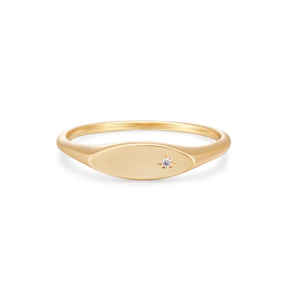Bykjaergaard Fine signet ring 14 kt guld diamant