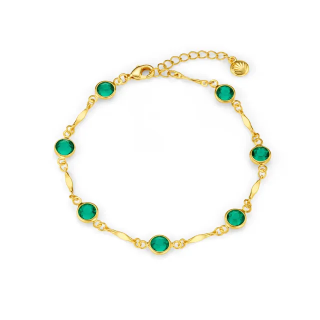 Orelia Emerald & Bar Link Chain armbånd guld smaragdgrøn