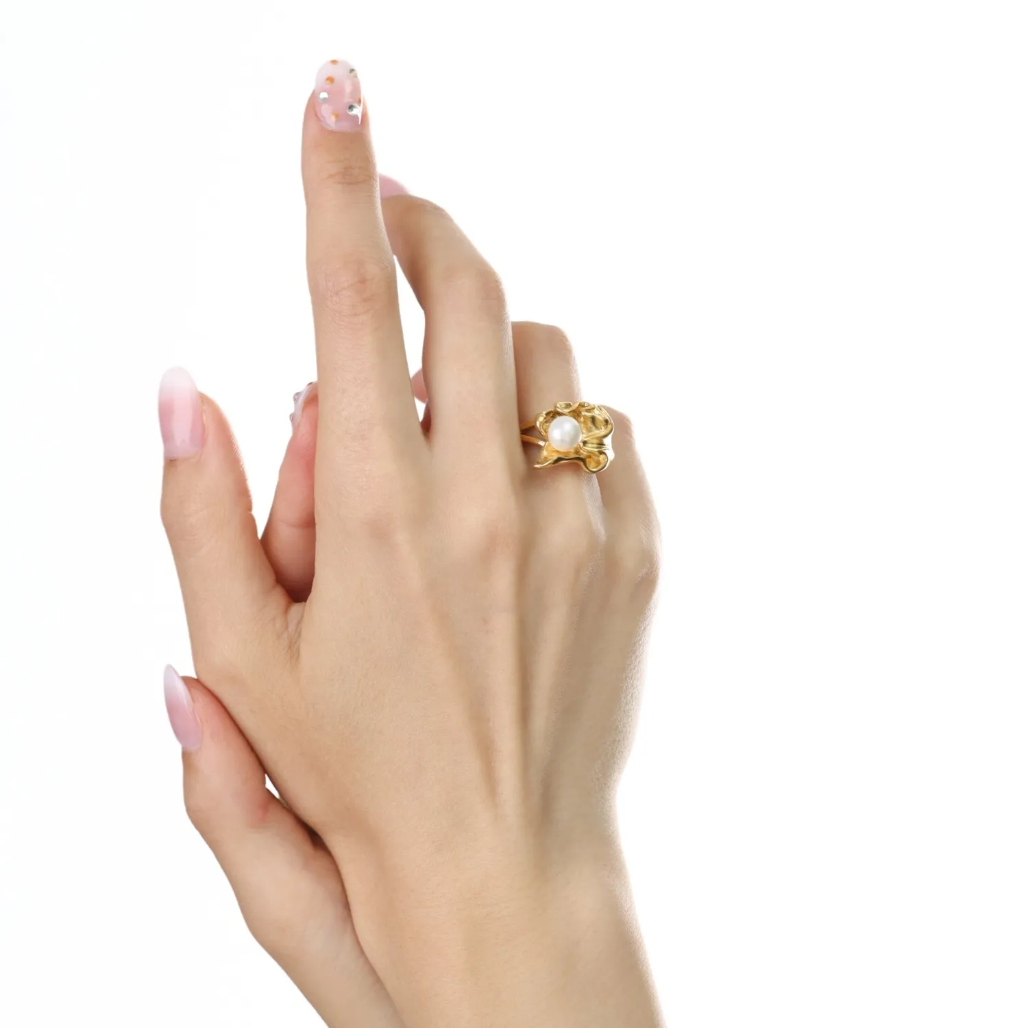 TIMI OF SWEDEN Lex ring smeltet perle guld 15 mm