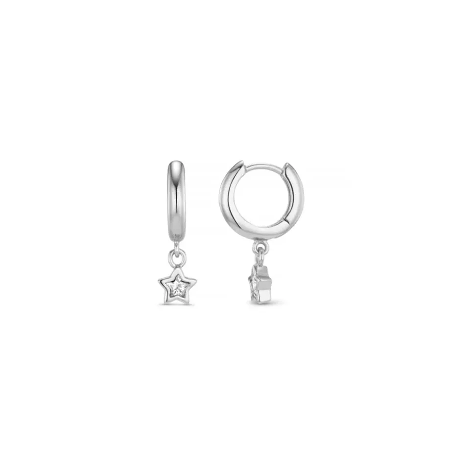 Orelia Petite Star Charm huggie hoops sølv stjerne