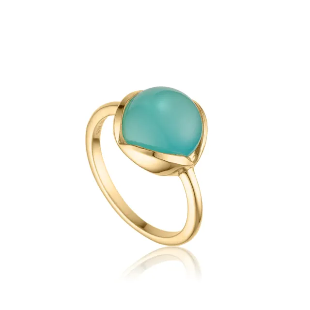 Bykjaergaard Glory ring aqua kalcedon forgyldt str. 54