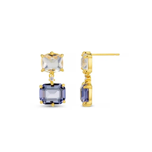 Orelia Blue Crystal Drop øreringe forgyldt blå