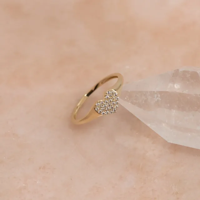 Sisi Copenhagen Alva Crystal Heart ring 9 kt guld zirkonia