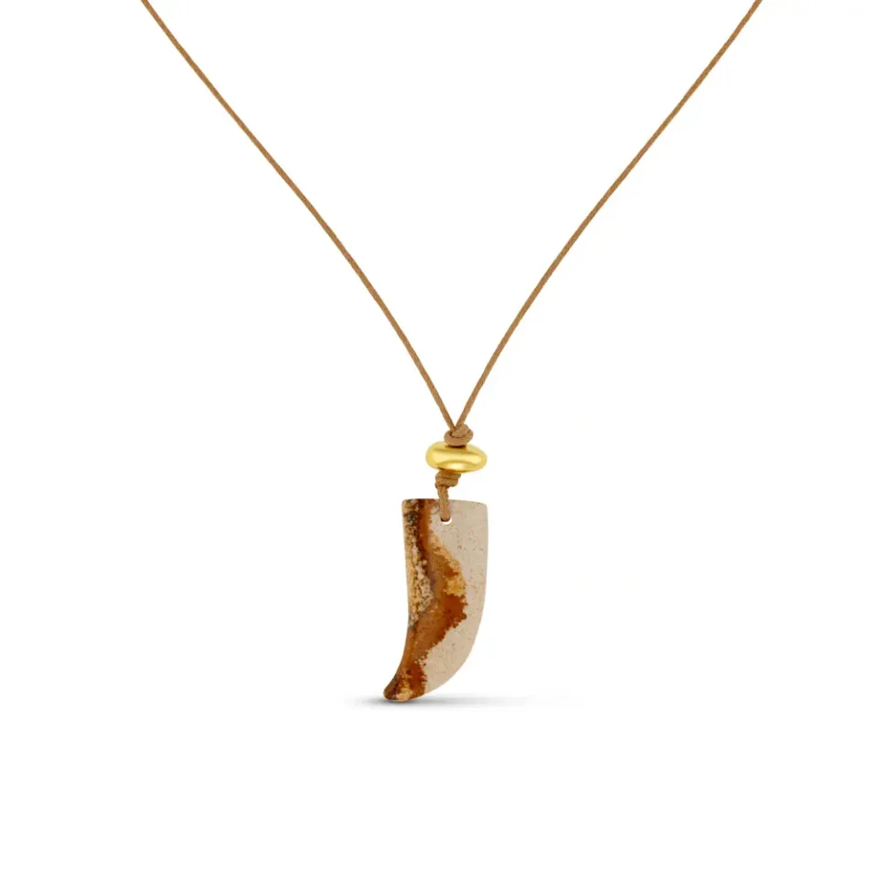 Orelia Jasper Tusk justerbar halskæde cord guld