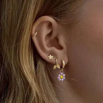 TIMI OF SWEDEN Flower studs øreringe guld små blomst