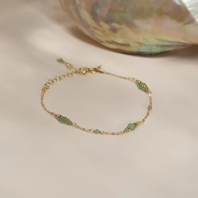Sisi Copenhagen Cordelia Green Aventurine armbånd forgyldt