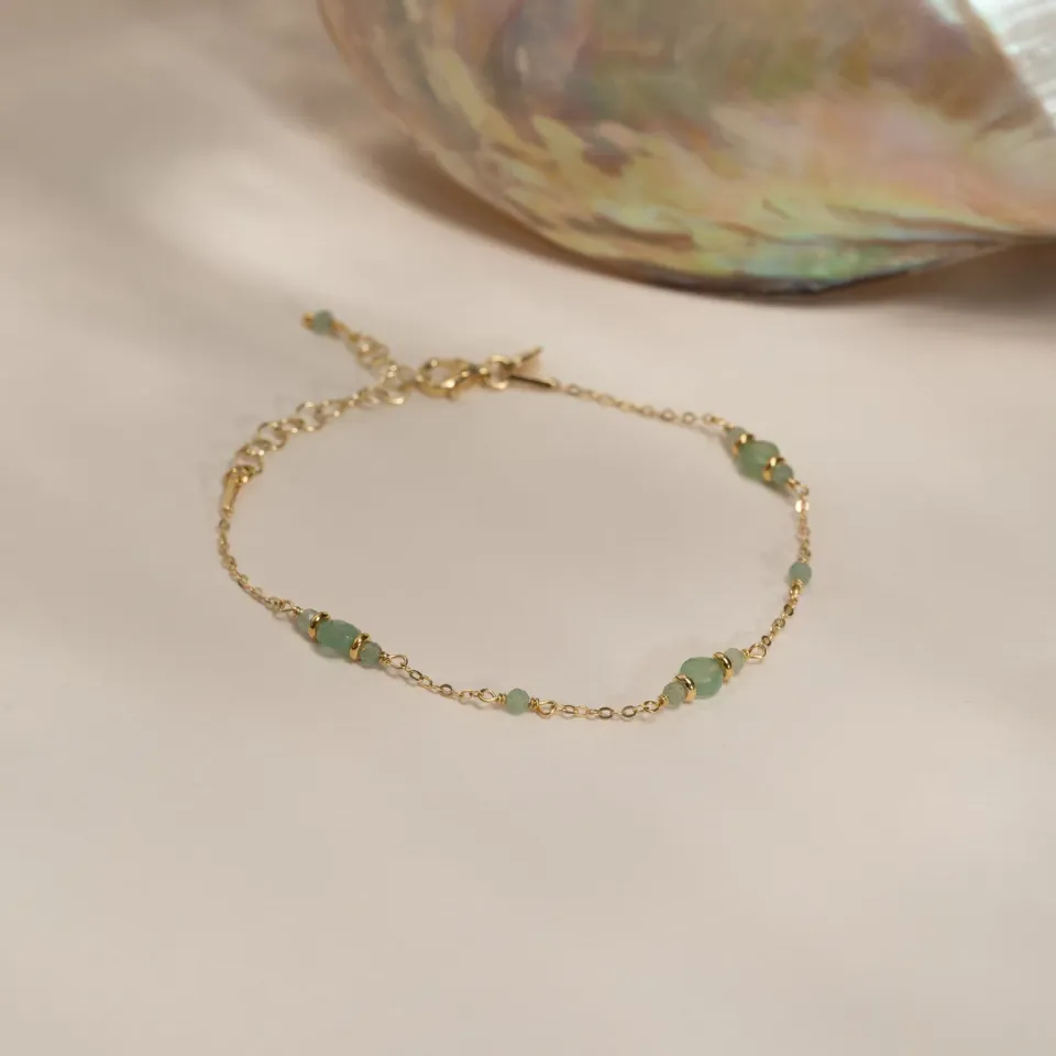 Sisi Copenhagen Cordelia Green Aventurine armbånd forgyldt