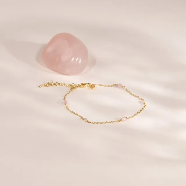 Sisi Copenhagen Isabella armbånd forgyldt rosa jade 16+4cm