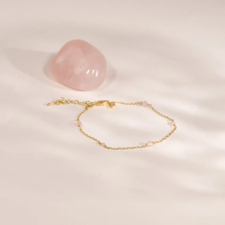 Sisi Copenhagen Isabella armbånd forgyldt rosa jade 16+4cm