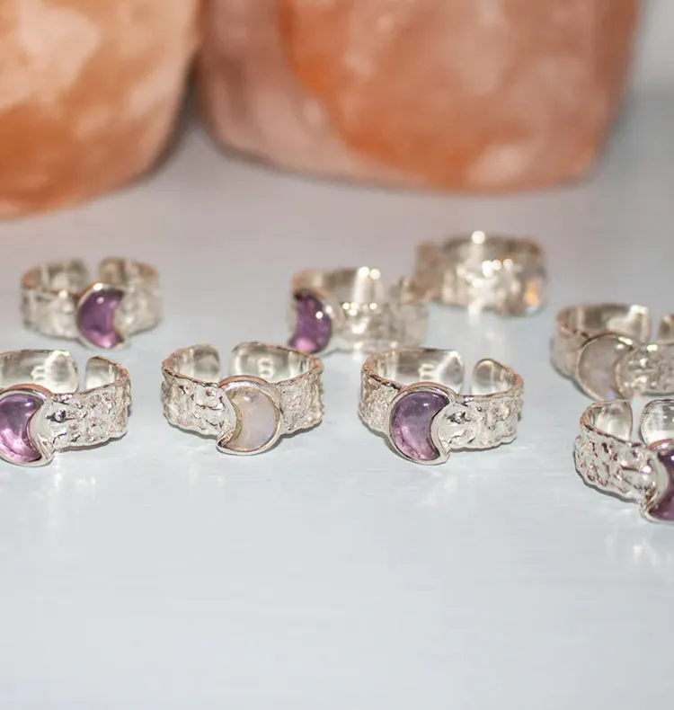 Wos Bedazzled Mini Luna ring sølv ametyst