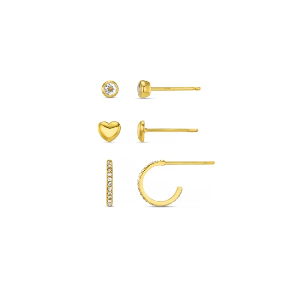 Orelia LUXE Heart Pavé ear stacking sæt guld 6 stk