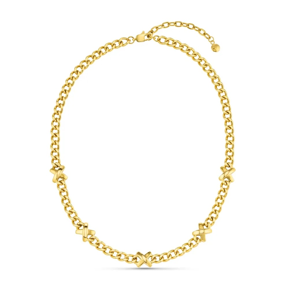 Orelia LUXE Chunky Stationed Cross halskæde forgyldt