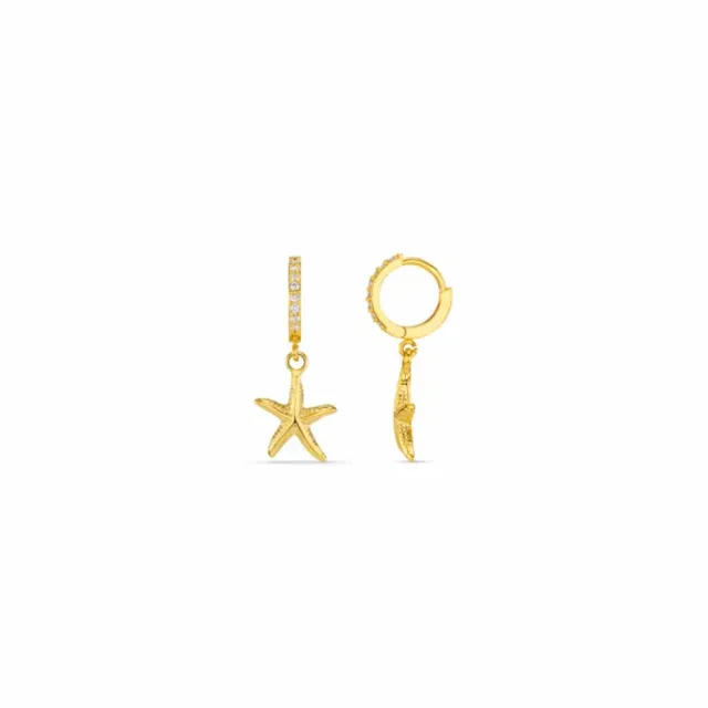 Orelia Pavé & Starfish Micro Hoop øreringe guld