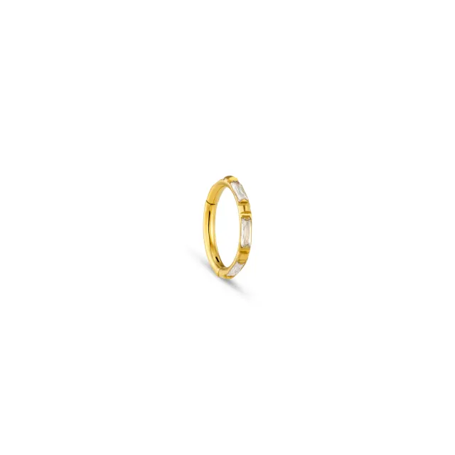 Orelia Fine Baguette Clicker hoop forgyldt krystal