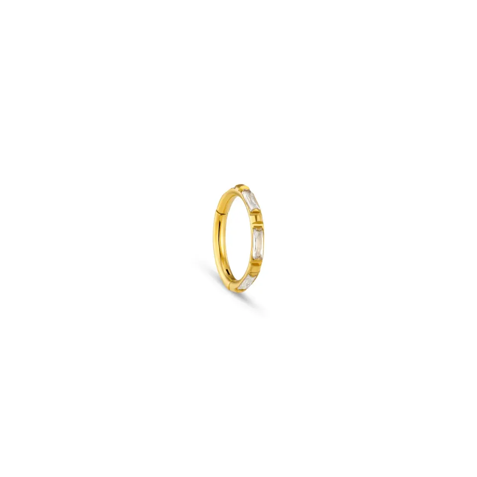 Orelia Fine Baguette Clicker hoop forgyldt krystal