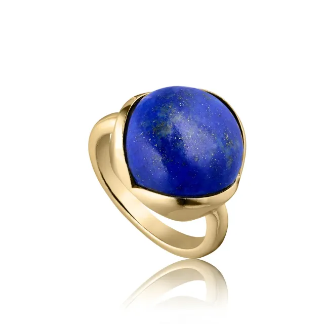 Bykjaergaard Glory stor ring forgyldt lapis lazuli