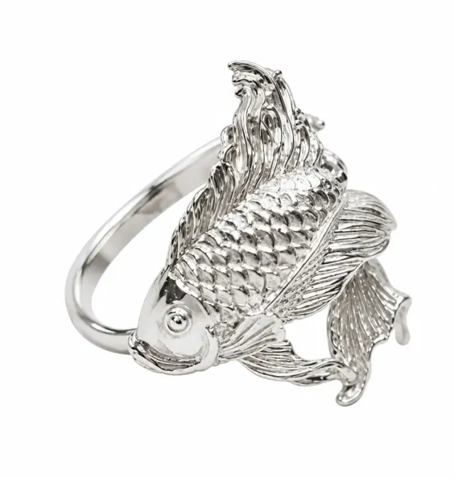 Wos Fish Ring 17 sølv 925 guldfisk