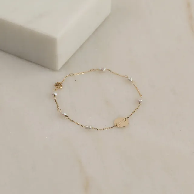 Sisi Copenhagen Plate Pearl armbånd guld 9 kt 20 cm