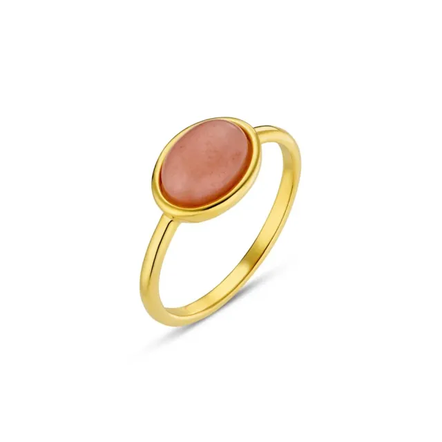 Orelia Semi-Precious Pink Jade ring forgyldt M/L
