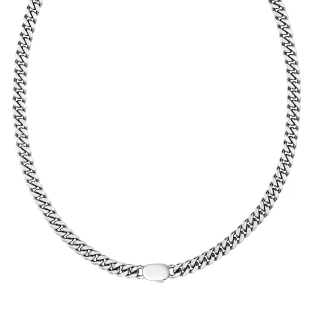 Orelia Chunky Flat Curb halskæde sølv solid lås