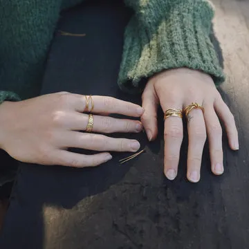 TIMI OF SWEDEN Tone hamret ring forgyldt justerbar