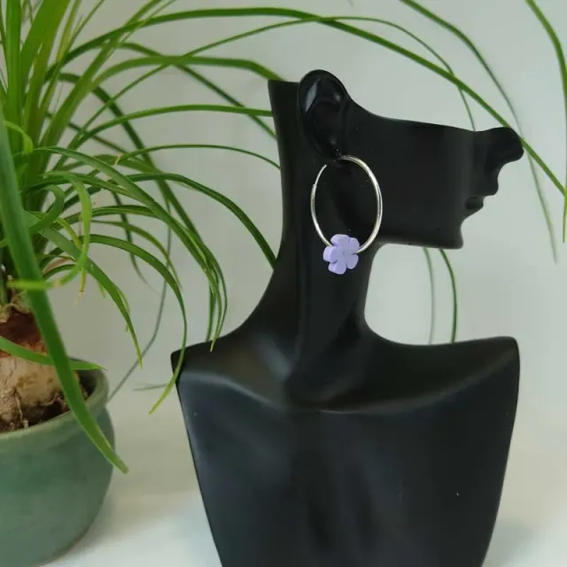 Lene Emanuel Stor Kreol med smørblomst øreringe sølv