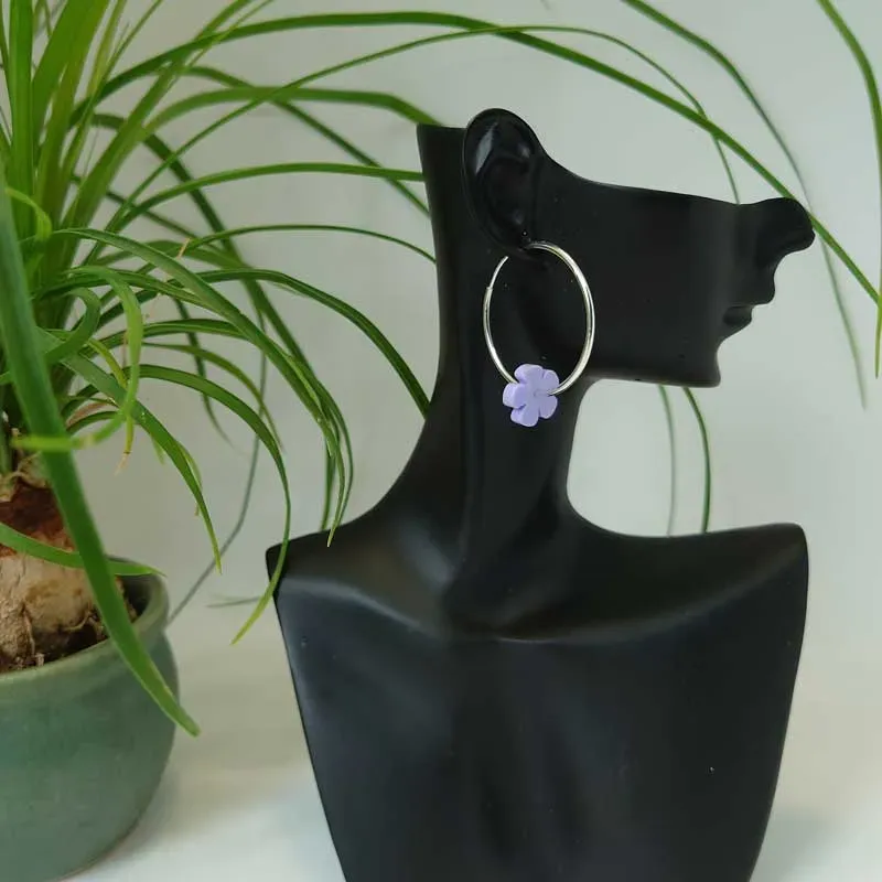 Lene Emanuel Stor Kreol med smørblomst øreringe sølv