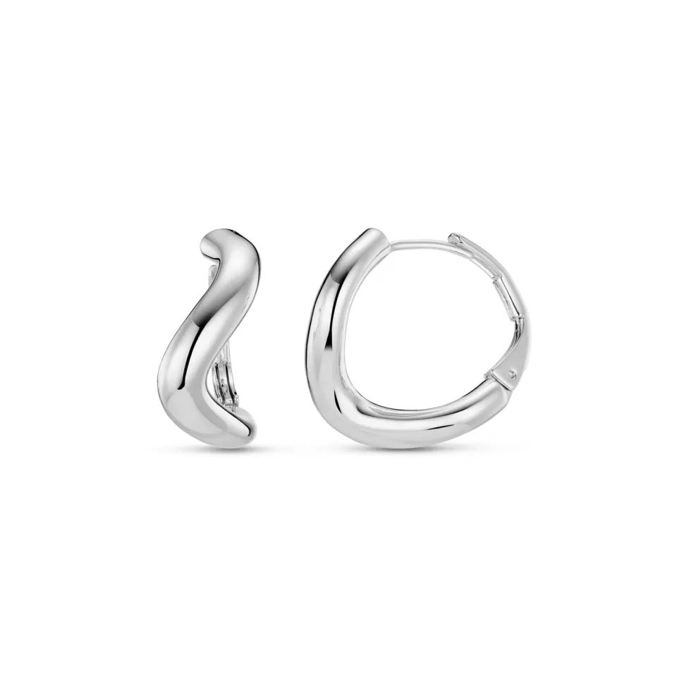 Orelia Round Wave Chunky Hoop øreringe sølv bølge