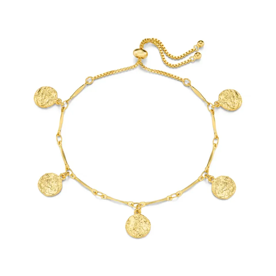 Orelia Molten Coin Adjustable slider armbånd guld