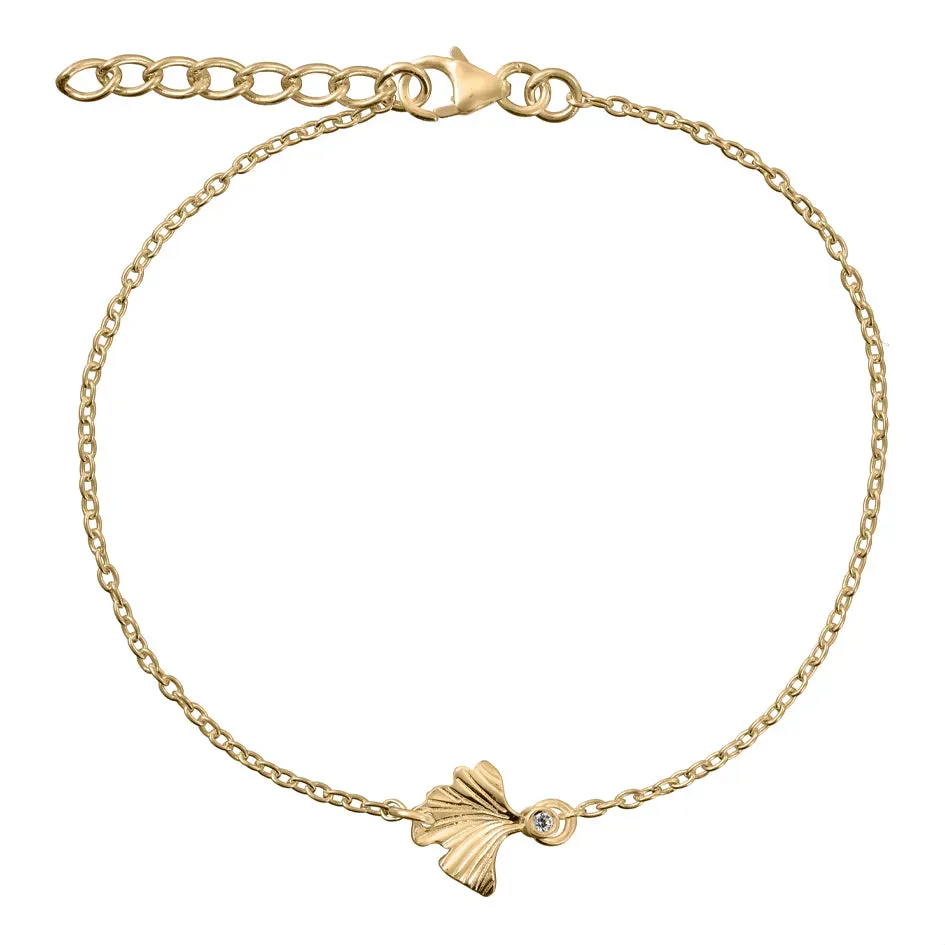 Bykjaergaard Divine armbånd forgyldt blad zirkonia
