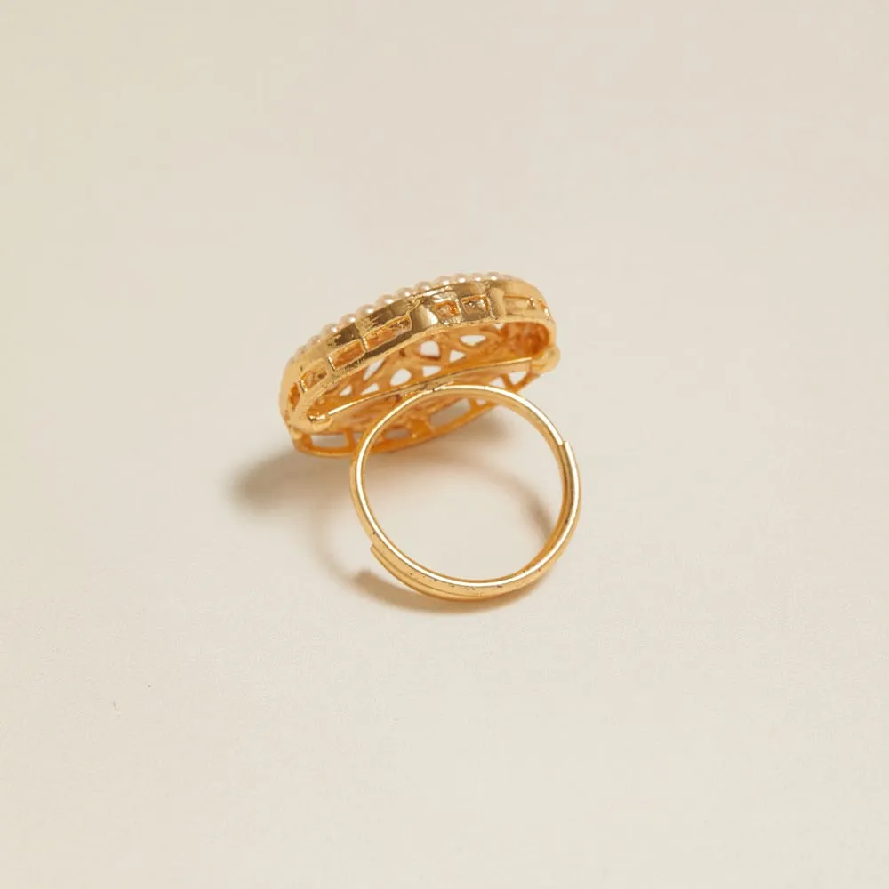 Orelia Vintage Statement Pearl Crystal ring perle