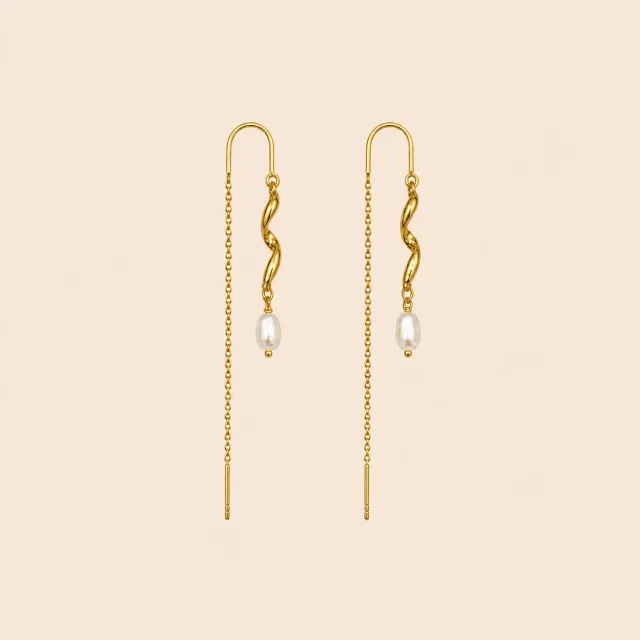 Lulo Jewelry Wave Pearl Strings øreringe perle guld