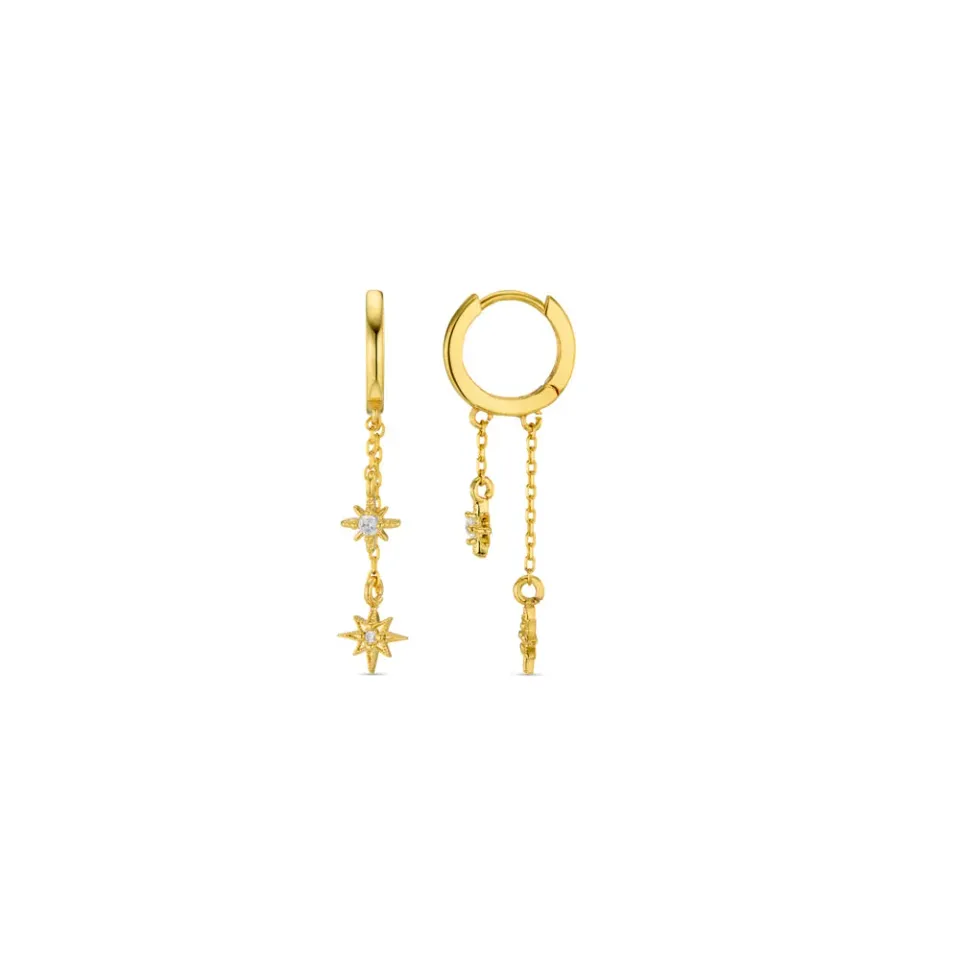 Orelia Starburst Chain Drop Hoop øreringe guld