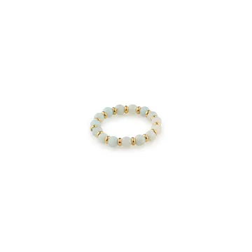 TIMI OF SWEDEN Stone and Bead ring forgyldt sten