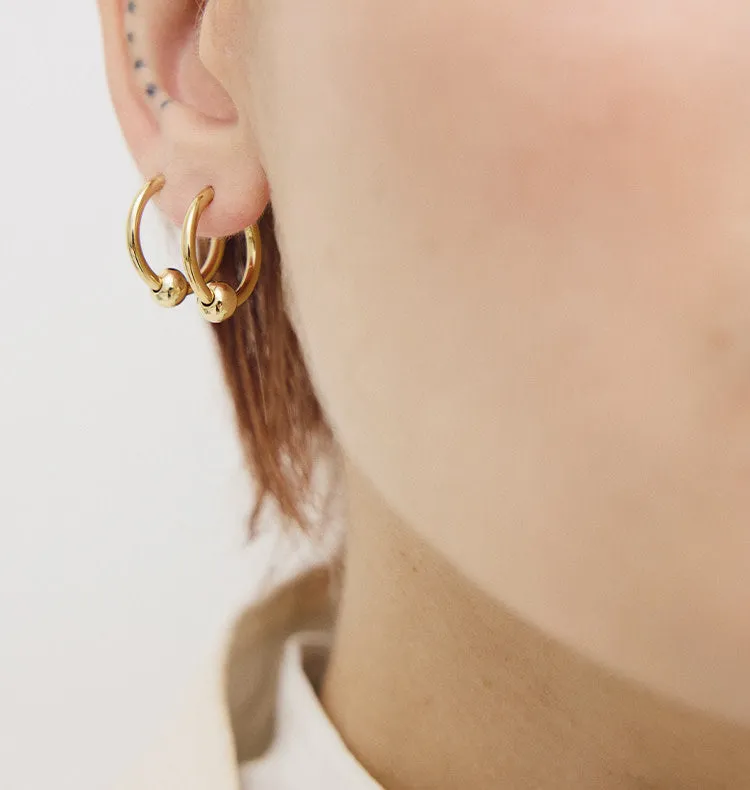 Wos Up Drop Hoop øreringe guld 14 mm kugle