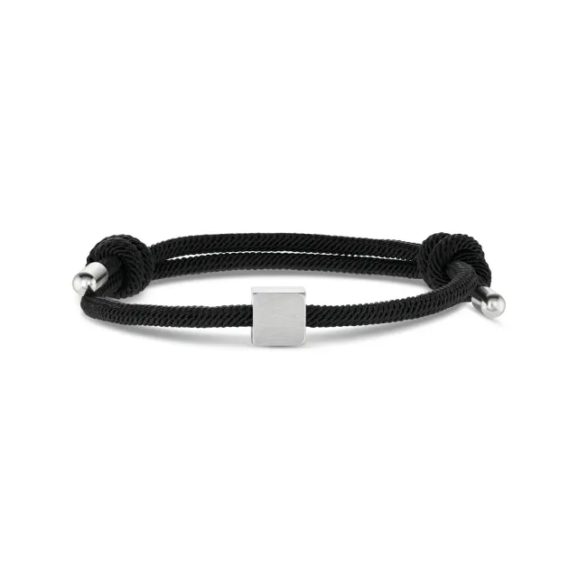 Orelia Cube & Cord armbånd justerbar sort stål