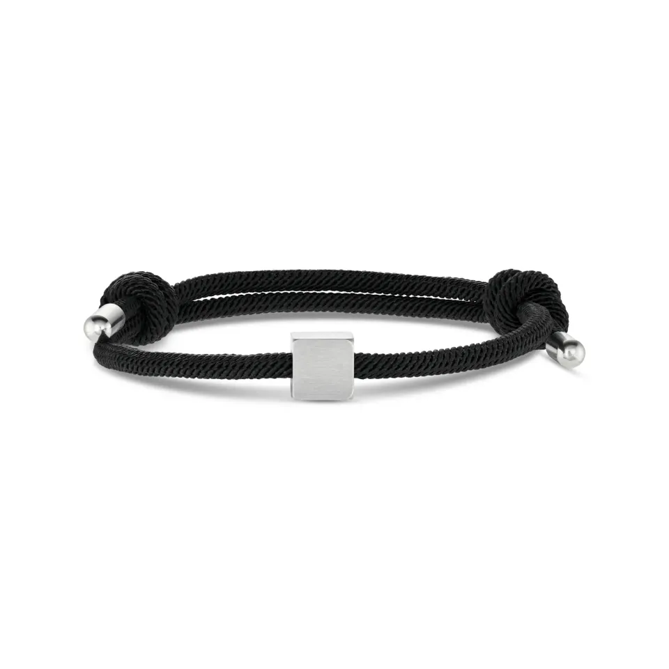 Orelia Cube & Cord armbånd justerbar sort stål