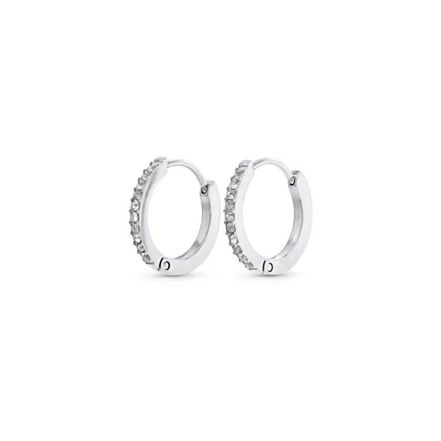 TIMI OF SWEDEN Nilea krystal hoop øreringe sølv 15 mm
