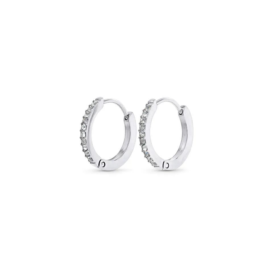 TIMI OF SWEDEN Nilea krystal hoop øreringe sølv 15 mm