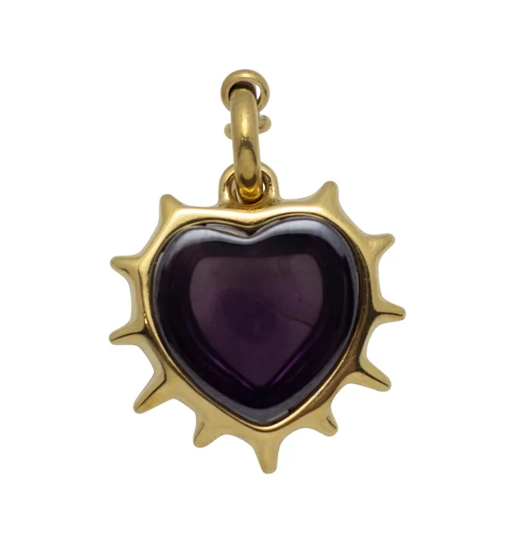 Wos Heartbeat vedhæng ametyst guld hjerte 2,3 cm