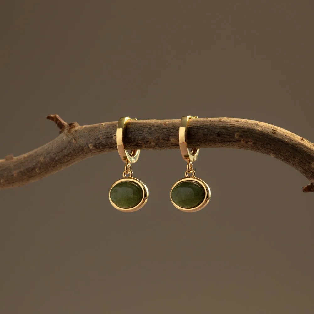 Orelia Green Jade Micro Hoop øreringe guld grøn