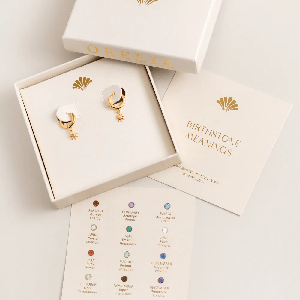 Orelia April Birthstone Huggie Hoop øreringe guld krystal