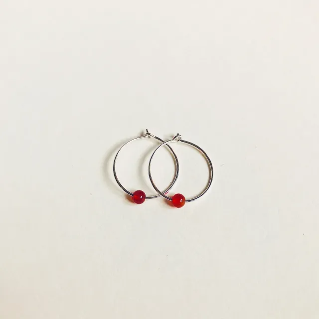 Sunshine & She Hoops med Karneol øreringe sølv 20 mm