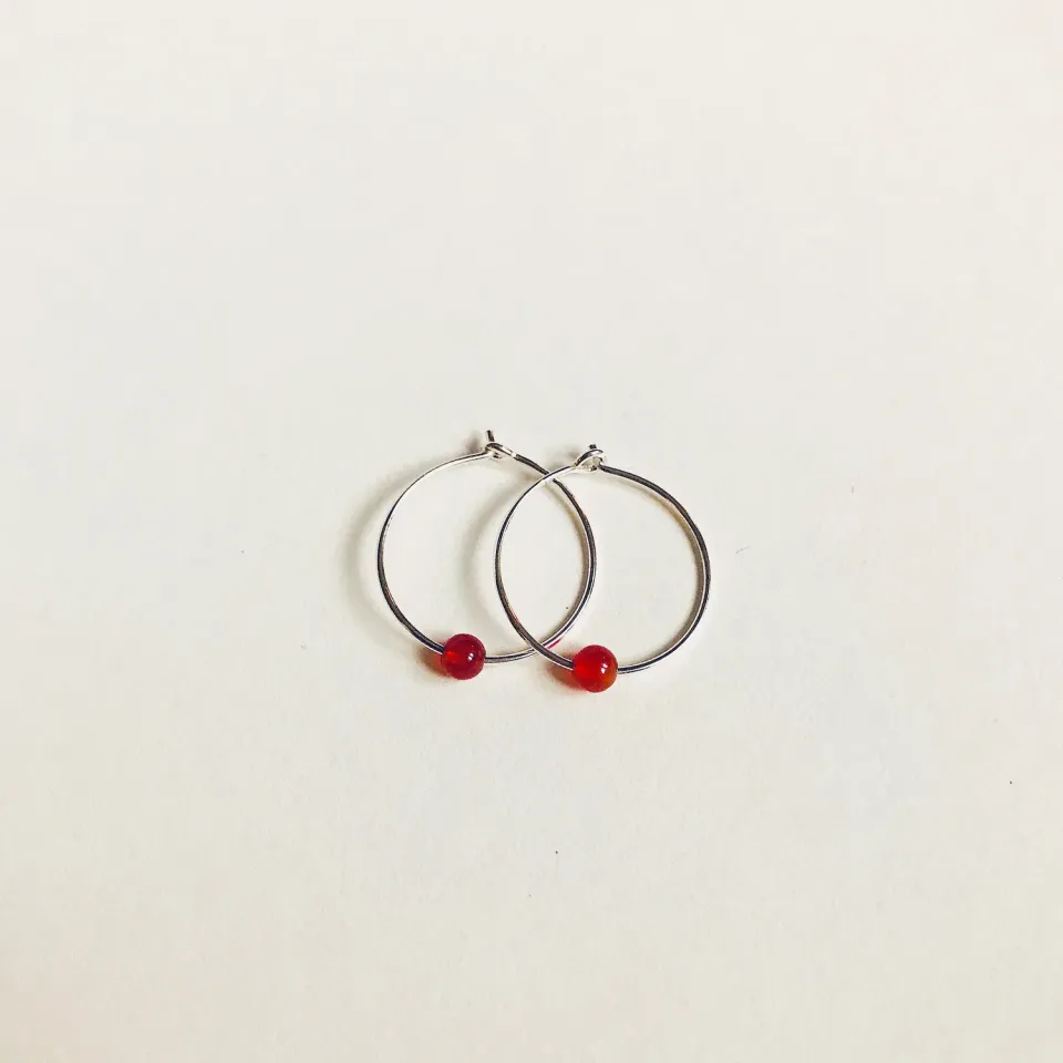 Sunshine & She Hoops med Karneol øreringe sølv 20 mm