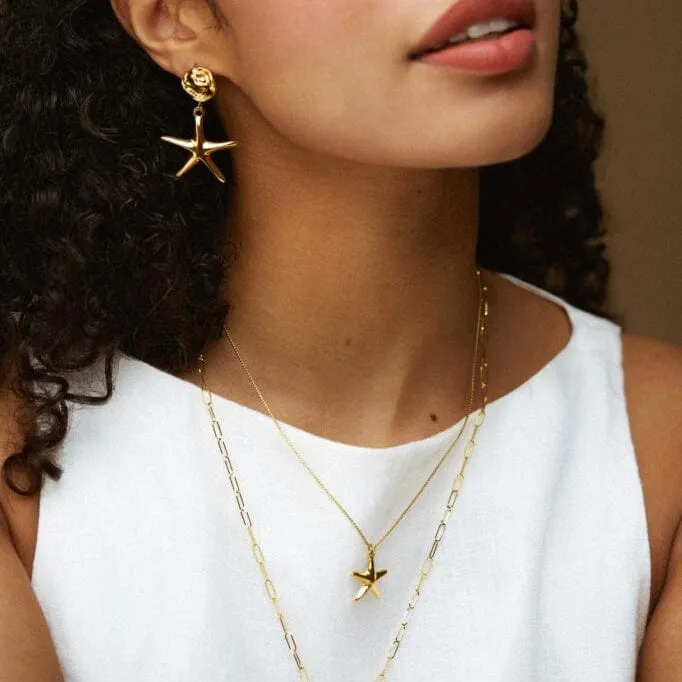 Orelia LUXE Starfish Charm halskæde guld vandtæt