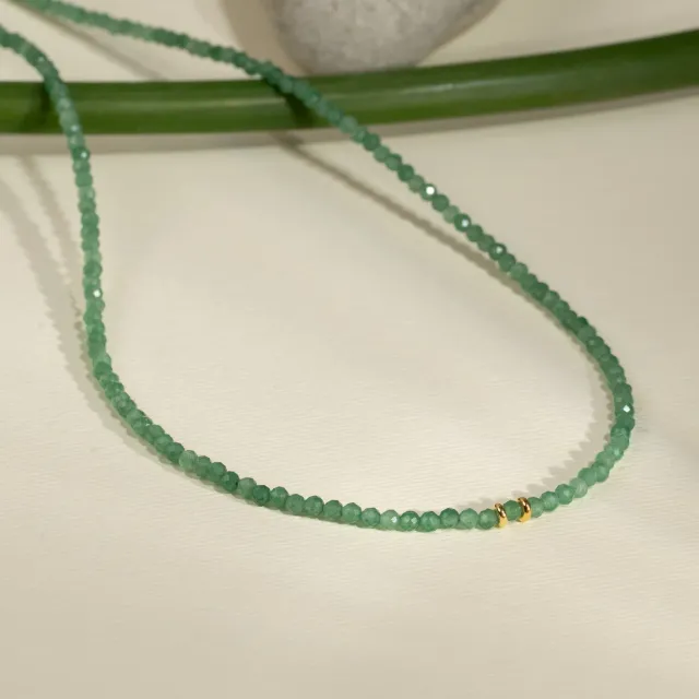 Sisi Copenhagen Eliana Green Aventurine halskæde forgyldt