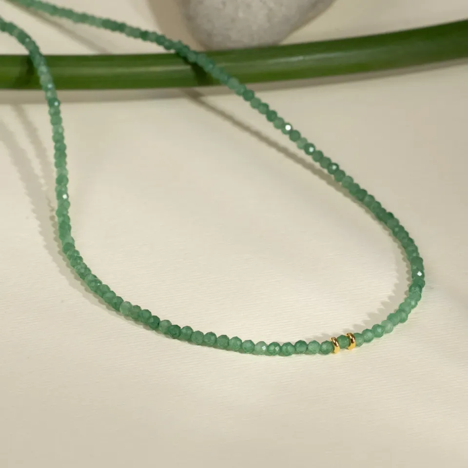 Sisi Copenhagen Eliana Green Aventurine halskæde forgyldt