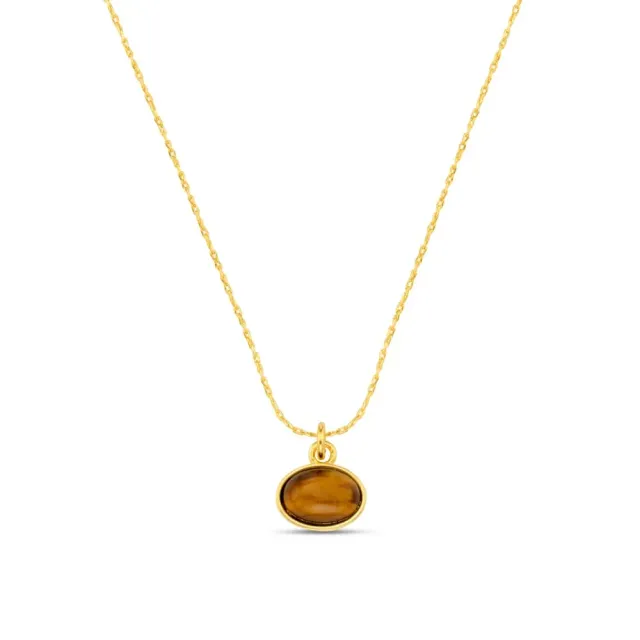 Orelia Tiger's Eye Charm halskæde guld tigerøje