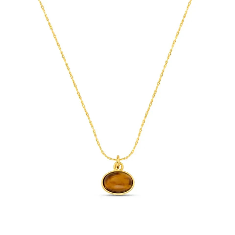 Orelia Tiger's Eye Charm halskæde guld tigerøje